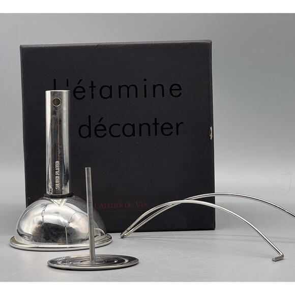 L'Atelier Du Vin Silver Plate French Wine Funnel Filter L'etamine a Decanter Box - Picture 1 of 12